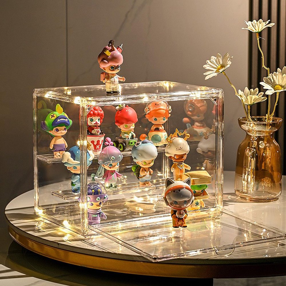 BestAlice Clear Display Case for Figures, Display Stand Acrylic Display Box Acrylic Display Box Acrylic Risers Display Stand Acrylic Tiered Stand, Figure Stand Display Rack Tiered(No partition-M)