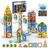 ROHSCE Glowing Magnetic Marble Run Set 142PCS, STEM Educational Magnet Building Toys, 4D Diamond Surface Light Magnetic Tracks, Creative Marble Maze Gift for Boys and Girls Ages 3-12 view 1