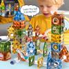 ROHSCE Glowing Magnetic Marble Run Set 142PCS, STEM Educational Magnet Building Toys, 4D Diamond Surface Light Magnetic Tracks, Creative Marble Maze Gift for Boys and Girls Ages 3-12 view 2