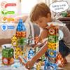 ROHSCE Glowing Magnetic Marble Run Set 142PCS, STEM Educational Magnet Building Toys, 4D Diamond Surface Light Magnetic Tracks, Creative Marble Maze Gift for Boys and Girls Ages 3-12 view 3