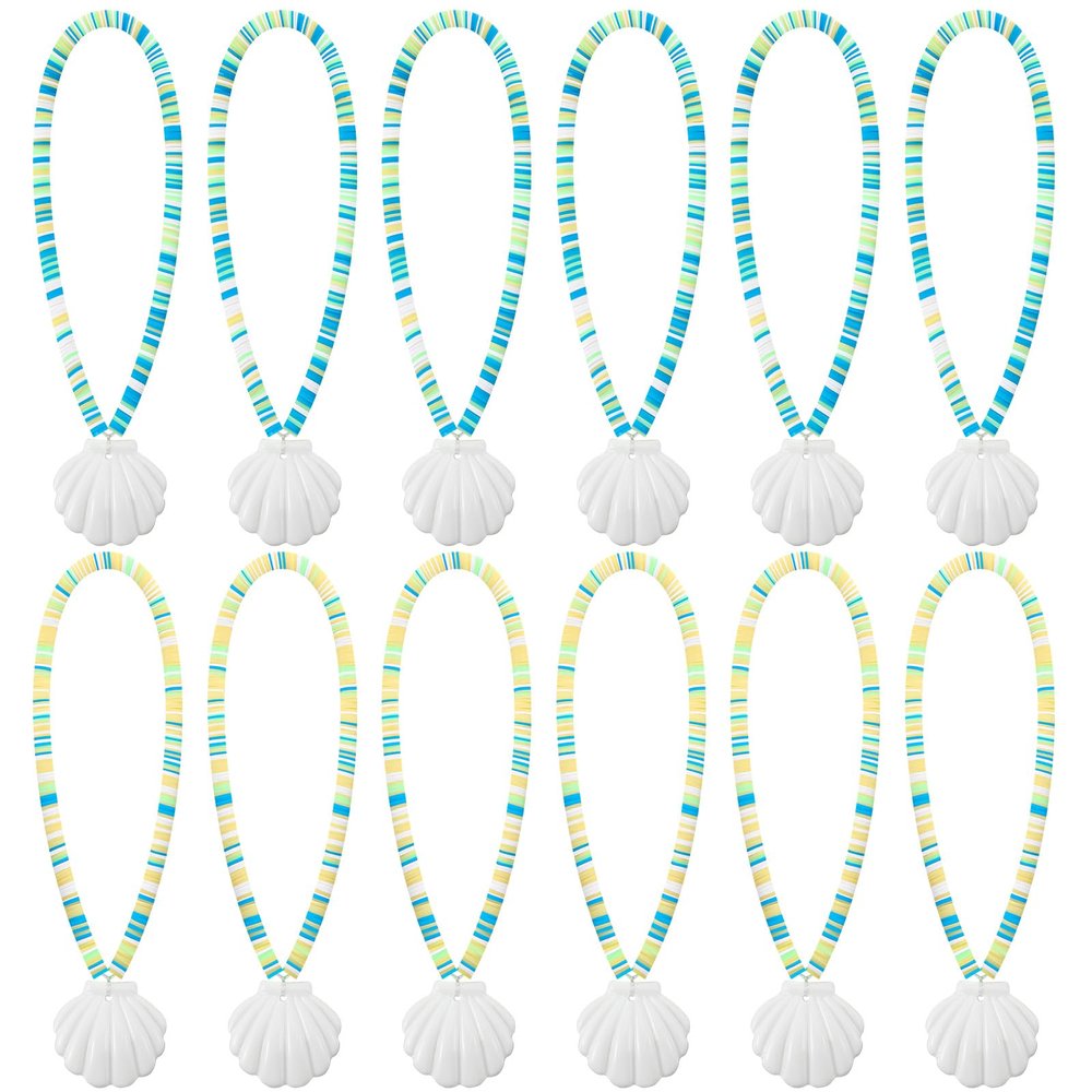 Ferreve 12 Pcs Seashell Necklaces Mermaid Party Favors Seashell Clay Beaded Necklace Set Under the Sea Mermaid Birthday Goodie Bags Beach Themed Ocean Party Supplies