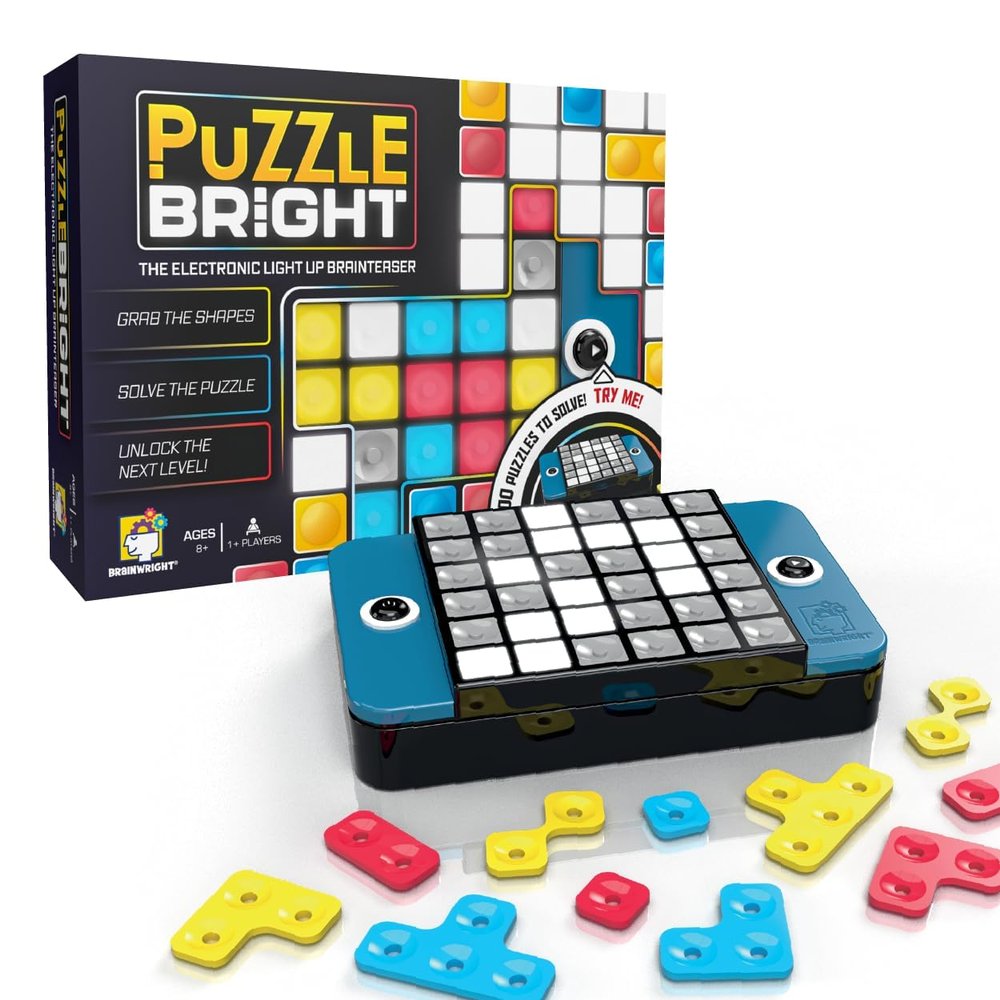 Brainwright - Puzzle Bright - Interactive Light-Up Brain Teaser with 300+ Challenges