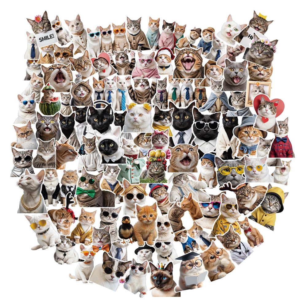 100pcs Cute Cat Stickers for Kids Kawaii Vinyl Stickers for Girls Waterproof Sticker for Water Bottle Sticker for Kids Cat Lovers Teens Girls and Boys Laptop Phone Case Bullet Journal Planners