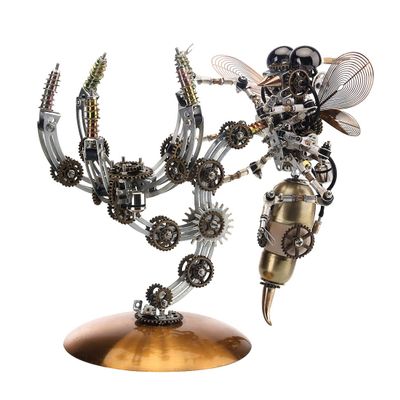 3D Metal Puzzles Mechanical Wasp Base for Adults, 627+PCS Steampunk Model Kit DIY Assembly Kit to Build, 3D Jigsaw Puzzle Desk Ornament Kit Craft Toys for Teens