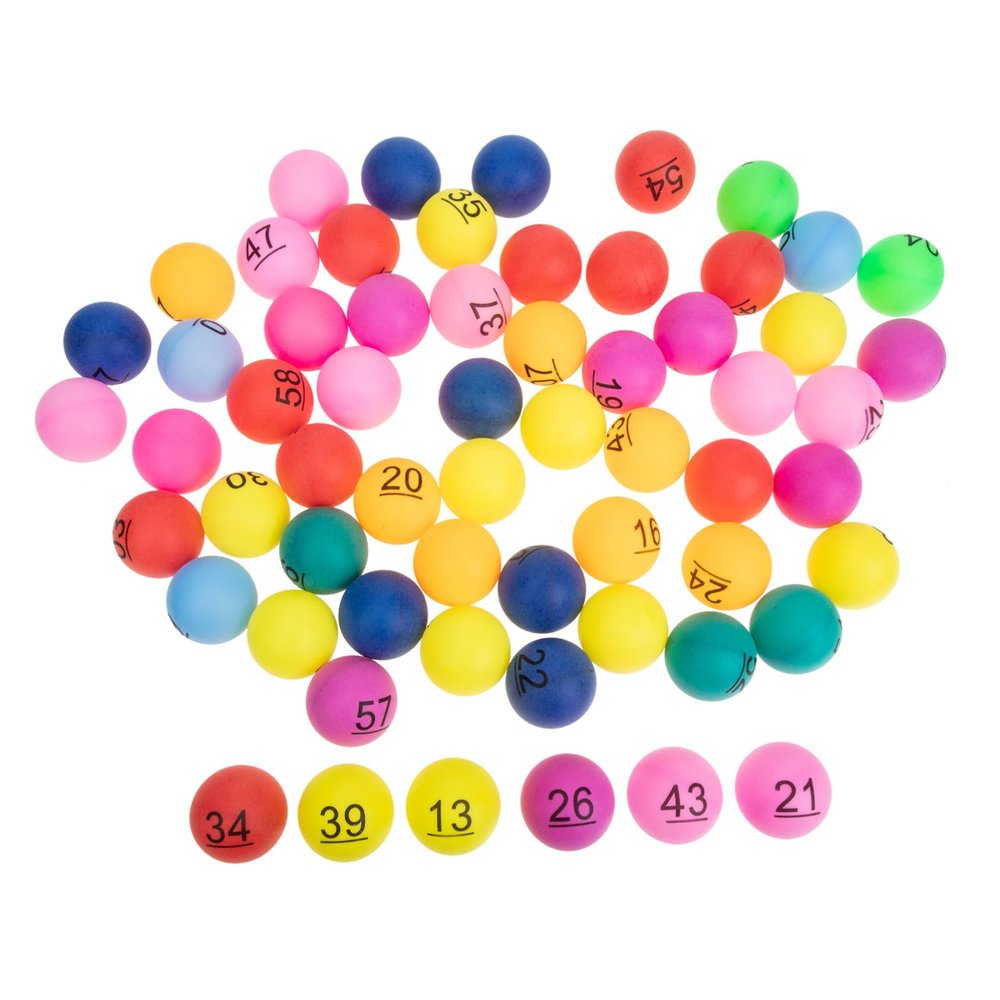 WOONEKY 60pcs Lottery Balls for Raffles and Drawings Plastic Game Balls Numbers Fun Party Game Supplies for Events and Gatherings