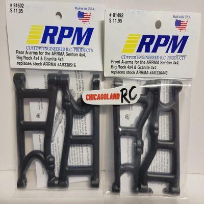ToysCentral Basics RPM 81492 Front 81502 Rear Front Includes CHICAGOLAND RC Coupon Black A-Arms Arrma 4x4 3s BLX Granite Big Rock Senton AR330516 AR330443