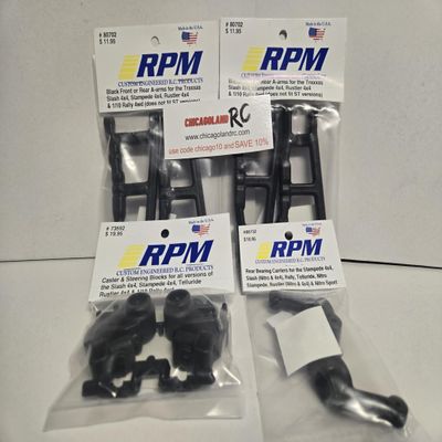 Generic 4 Pack Slash 4X4 RPM 80702 80732 73592 Compatible with TRAXXAS Front Rear A-Arms Caster Blocks Bearing Carriers 4x4 Slash Stampede rustler HOSS Includes CHICAGOLAND RC Coupon