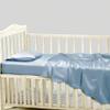 100% Mulberry Silk Crib Sheets for Baby Toddler Hair, Made in USA, Pure 22 Momme Organic Silk Boy Girl Fitted Crib Bed Sheet, Mini Crib Mattress Sheet, Soft Silk Crib Cover, Hypoallergenic (Blue Grey) view 2