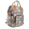 Myra Bag Diaper Bag for Women - Western Upcycled Canvas and Leather Backpack Handbag Gray, S-9790 view 3