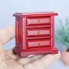 AirAds 1:12 Scale Dollhouse Miniature Furniture Wooden red Bed with Mattress, 2 nightstands (Set 3Pcs) view 4