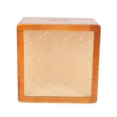 Abaodam Decorative Wooden Coin Bank with Glass Surface Sturdy Saving Pot for Adults Home and Office Decoration Unique for Birthdays and Holidays