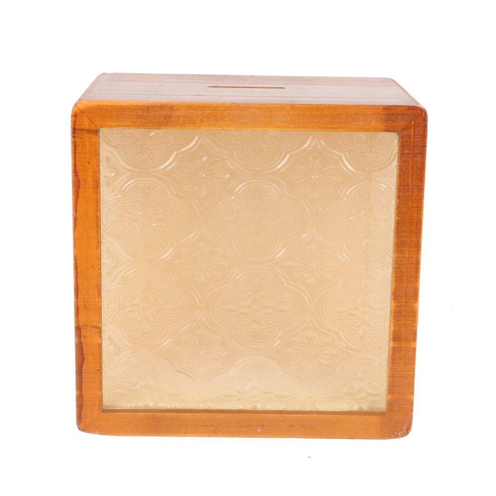Abaodam Decorative Wooden Coin Bank with Glass Surface Sturdy Saving Pot for Adults Home and Office Decoration Unique for Birthdays and Holidays