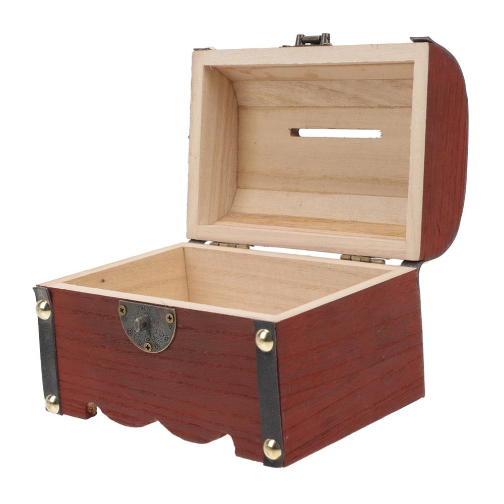 Abaodam Wooden Piggy Bank Lock Retro Style Money Saving Box Vintage Storage for Adults and Multi-Function Secure Treasure Chest