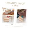 Abaodam Solid Wood Piggy Bank Boys and Girls Money Saving Box Coin Jar Decorative Coin Pot view 2