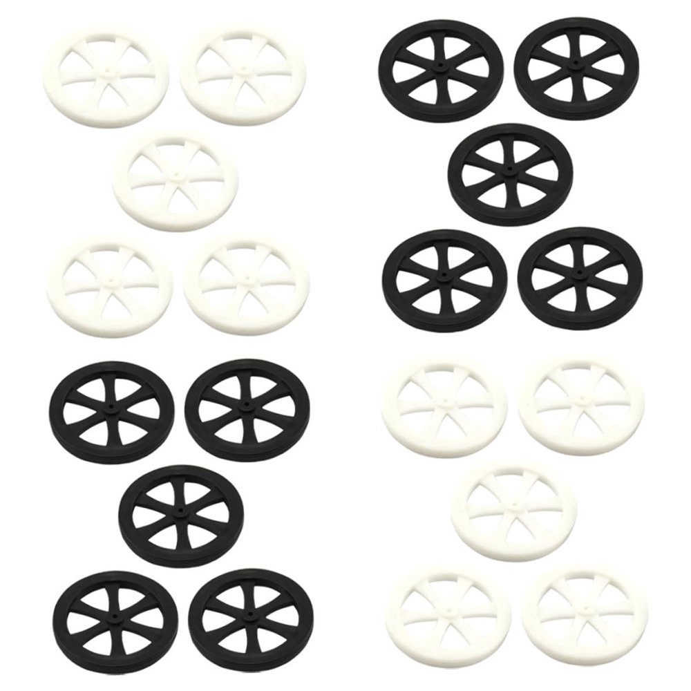 VICASKY 20pcs Toy Car Wheels Black White Model Wheel Accessories for Boys and Girls Safe Material for Smart Car Toys Vehicle Models