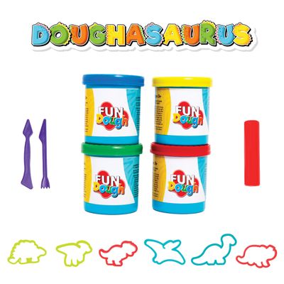 FUN DOUGH Funskool Doughasaurus, Play Dough, Art and Craft Set for Kid, 4 Colorful Tubs of 50g Each (200g Total), Learning, Fun & Engaging, Multicolour, Gift Set for Kids, Age 3+ Years Multicolor