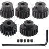 5pcs Mod 1 Pinion Gear 5mm Set Hardened Steel 13T 15T 17T 19T 21T Fit 5mm RC Motor Shaft M1 Pitch Gears Compatible with Arrma Traxxas Axial HSP Redcat Losi RC Car Truck Buggy (with Screwdriver) view 1