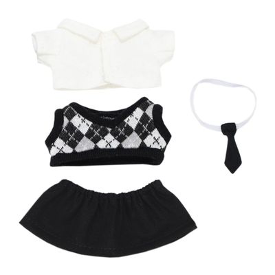 niannyyhouse 10cm Plush Doll Clothes Shirt Skirt Tie Vest Campus Suit Dolls Accessories (Black-2)