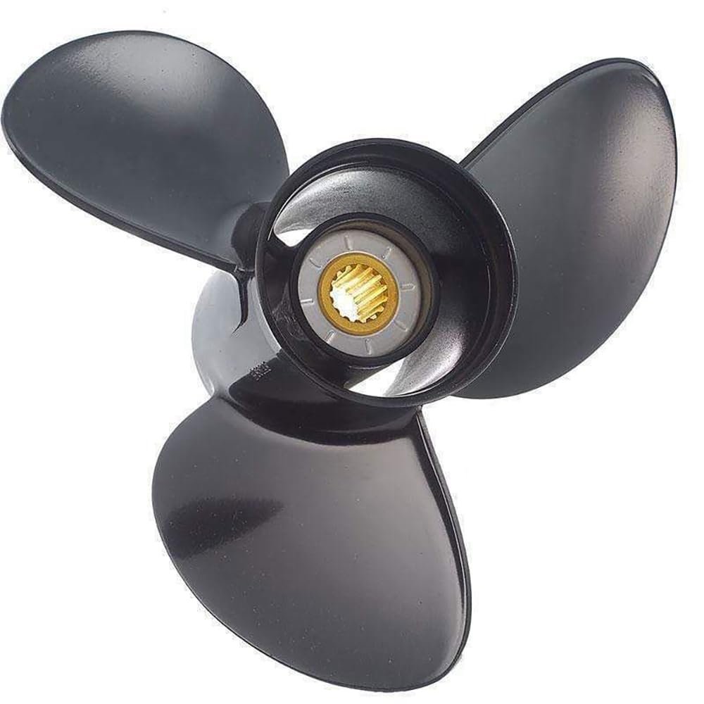 Rareelectrical New Aluminum Propeller Compatible with Yamaha 2 Cyl 2 Stroke 10 Spline 25 1980-2010 3211-099-11 22004 48-3810T 664-45947-01-00 664-45947-01-El Qa3810r Diameter 9.9 Pitch 11 Blades 3