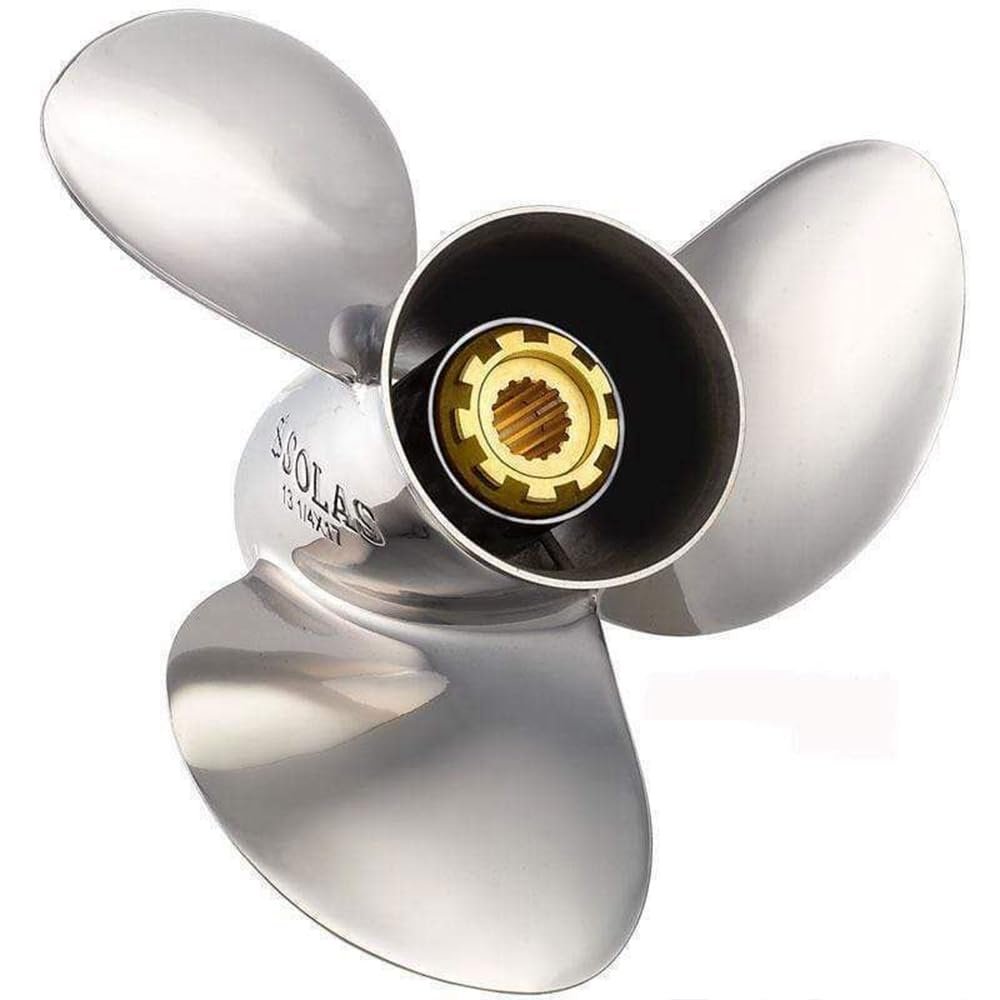 RAREELECTRICAL New Stainless Steel Propeller Compatible With Yamaha 2 Stroke 13 Spline 48 1995-2000 By 3331-111-13 58110-Zv5-E20 663-45974-02-98 Diameter 11.125 Pitch 13 Blades 3 Spline Tooth 13 Right