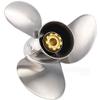 RAREELECTRICAL New Stainless Steel Propeller Compatible With Yamaha 2 Stroke 13 Spline 48 1995-2000 By 3331-111-13 58110-Zv5-E20 663-45974-02-98 Diameter 11.125 Pitch 13 Blades 3 Spline Tooth 13 Right view 1