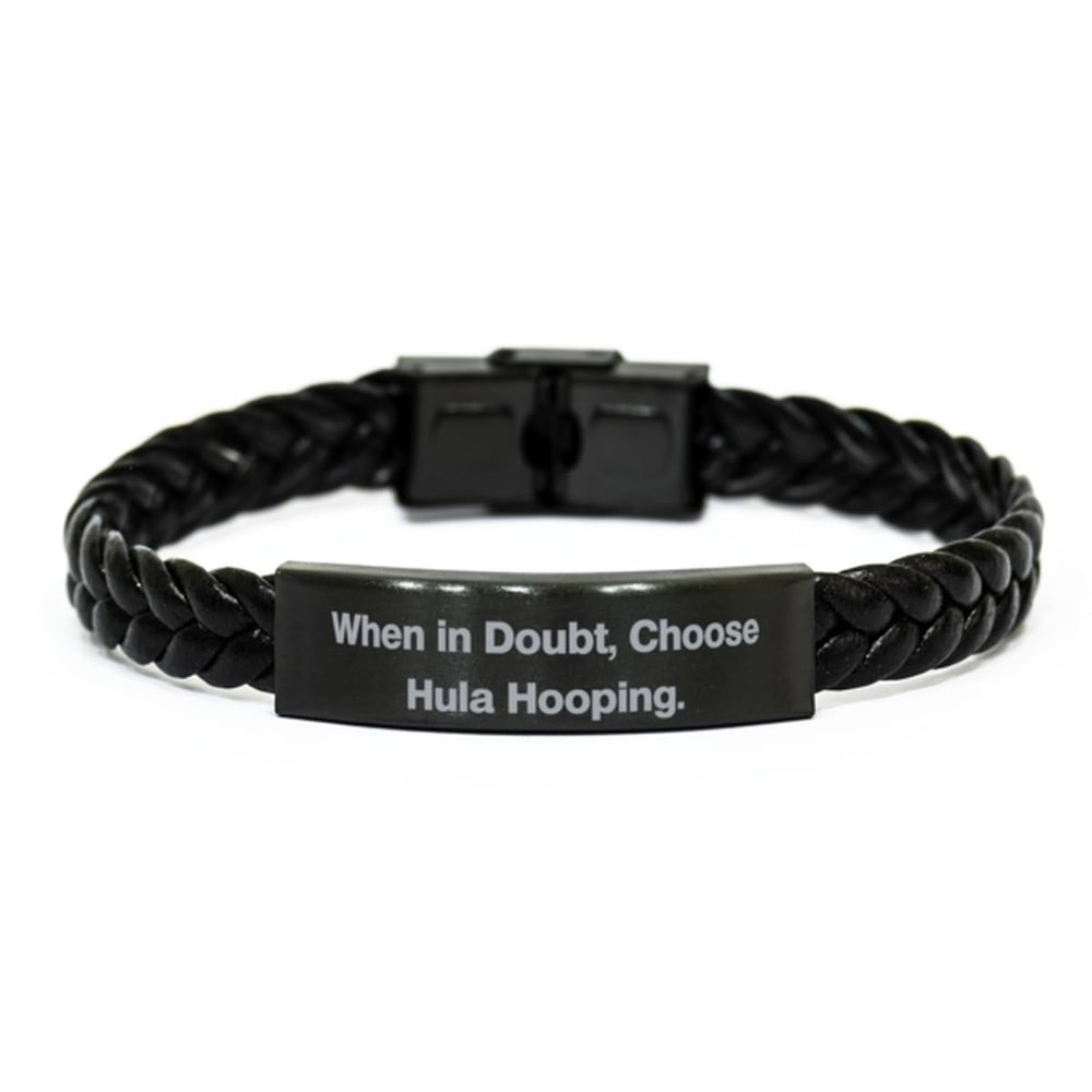 OrangePieces Unique Hula Hooping Braided Leather Bracelet, When in Doubt, Choose Hula Hooping, Present For Friends, Fancy Gifts From Friends