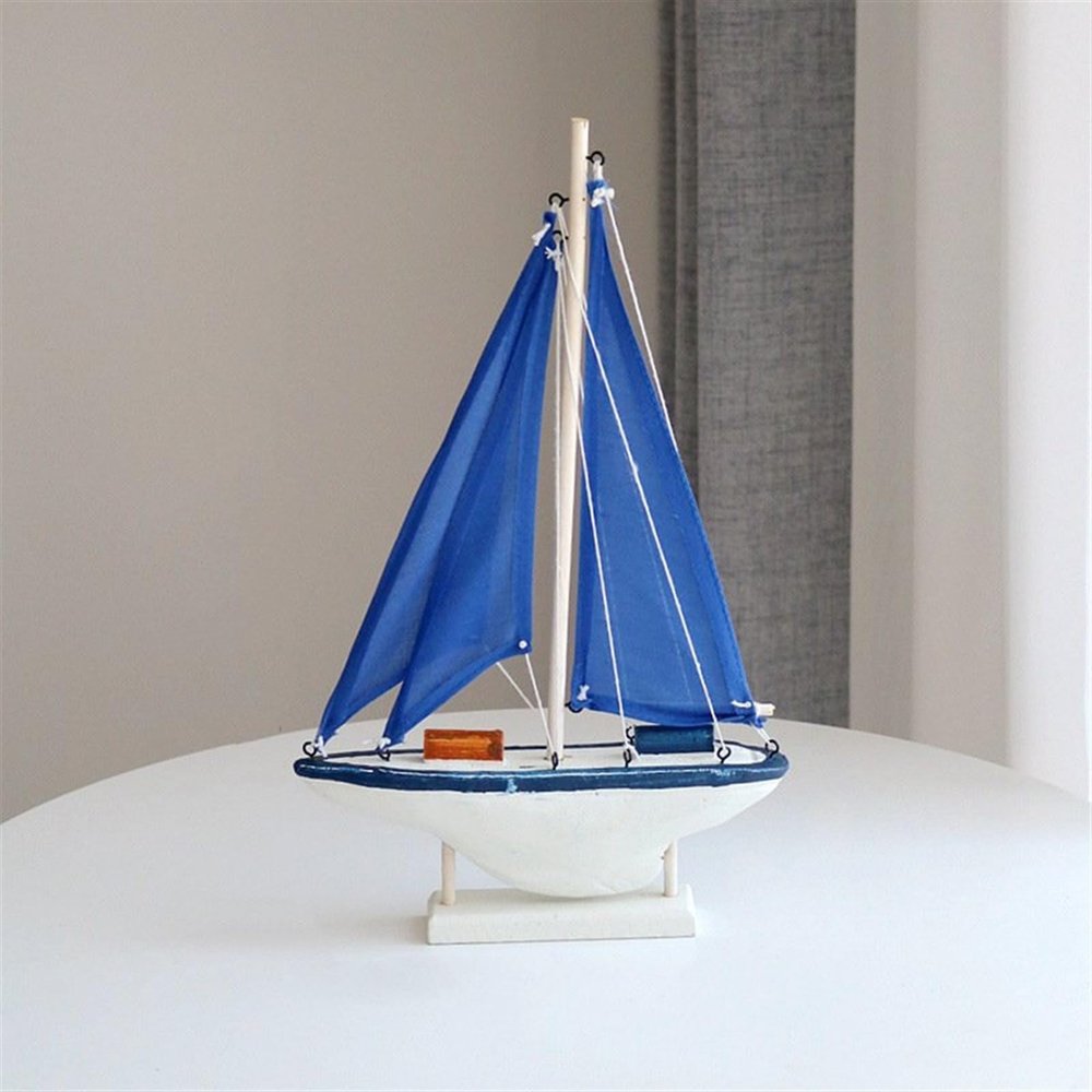 HYTTER Sailing Boat Model Desktop Engraving Decoration Miniature Craft Boat Suitable for Desk 23CM Medium Blue Sailing Boat 1