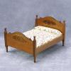 AirAds 1:12 Scale Dollhouse Miniature Bedroom Furniture Brown Bed with 2 nightstands (Set 3) Dolls Bed Dollhouse Decoration view 2