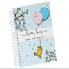 Personalized Twin Baby Memory Book - Hardcover First Year Album Customized with Babies Names - Prompted Baby Journal (Pooh with Twin Balloons - Pink & Blue) view 1