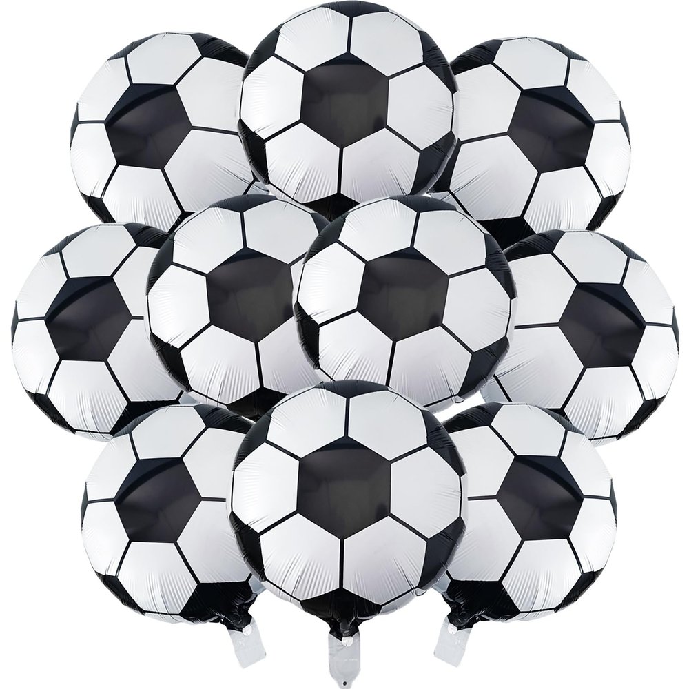 10 Pcs Soccer Balloons 20 Inch Soccer Ball Pattern Foil Ballon for Soccer Themed Birthday Party Suppiles Soccer Game Day Decorations
