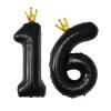 40 Inch Black Crown Number 16 Balloons, 16th Large Foil Helium Balloons,Gold 16th Celebration Decor Happy 16th Birthday Party,16th Birthday Party Decoration Wedding Anniversary Events Supplies view 1
