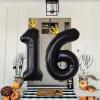 40 Inch Black Crown Number 16 Balloons, 16th Large Foil Helium Balloons,Gold 16th Celebration Decor Happy 16th Birthday Party,16th Birthday Party Decoration Wedding Anniversary Events Supplies view 2