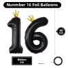 40 Inch Black Crown Number 16 Balloons, 16th Large Foil Helium Balloons,Gold 16th Celebration Decor Happy 16th Birthday Party,16th Birthday Party Decoration Wedding Anniversary Events Supplies view 3