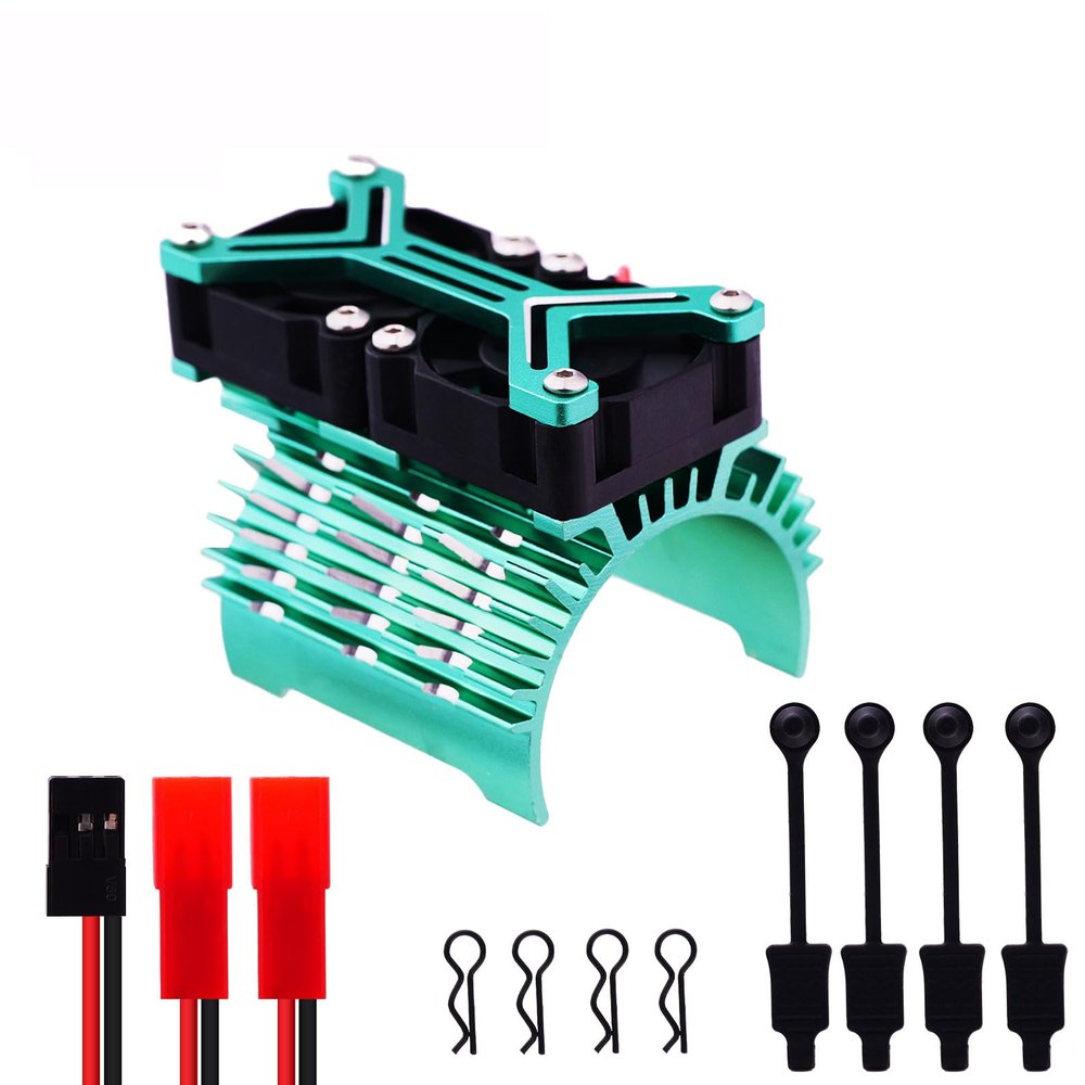 Mesimsple 4274 4068 Motor Fan & Body Clips for Arrma 1/7 1/8 RC Cars Felony Infration Limitless Kraton Outcast Notorious 6S Motor Heatsink 40mm 42mm Cooling Fan Upgrades Parts Green