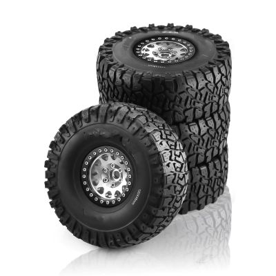 cvking RC Tires Compatible with Axial for SCX10 RR10 AX10 Wraith 90048 90018 KM2 4PCS 1.9 Inch Beadlock Wheel Rims & Rubber Tire for 1/10 RC Rock Crawler (Color : 4)