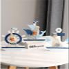HYTTER Sailboat Model Desktop Engraving Decoration Miniature Craft Boat Office Desktop with 14.7cm White Fishing Net Sailboat view 3
