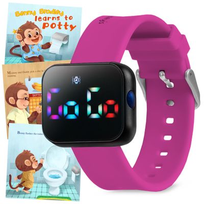 Potty Training Watch for Kids V2  A Water Resistant Toilet Reminder Device for Boys & Girls to Train Your Toddler with Fun/Musical & Vibration Interval Reminder with Potty Training eBook (Magenta)