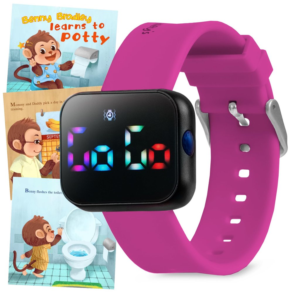 Potty Training Watch for Kids V2  A Water Resistant Toilet Reminder Device for Boys & Girls to Train Your Toddler with Fun/Musical & Vibration Interval Reminder with Potty Training eBook (Magenta)