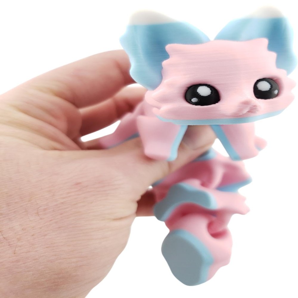 Carly The Cotton Candy Fox 7.5 Inches - 3D Printed Fidget Fantasy Creature