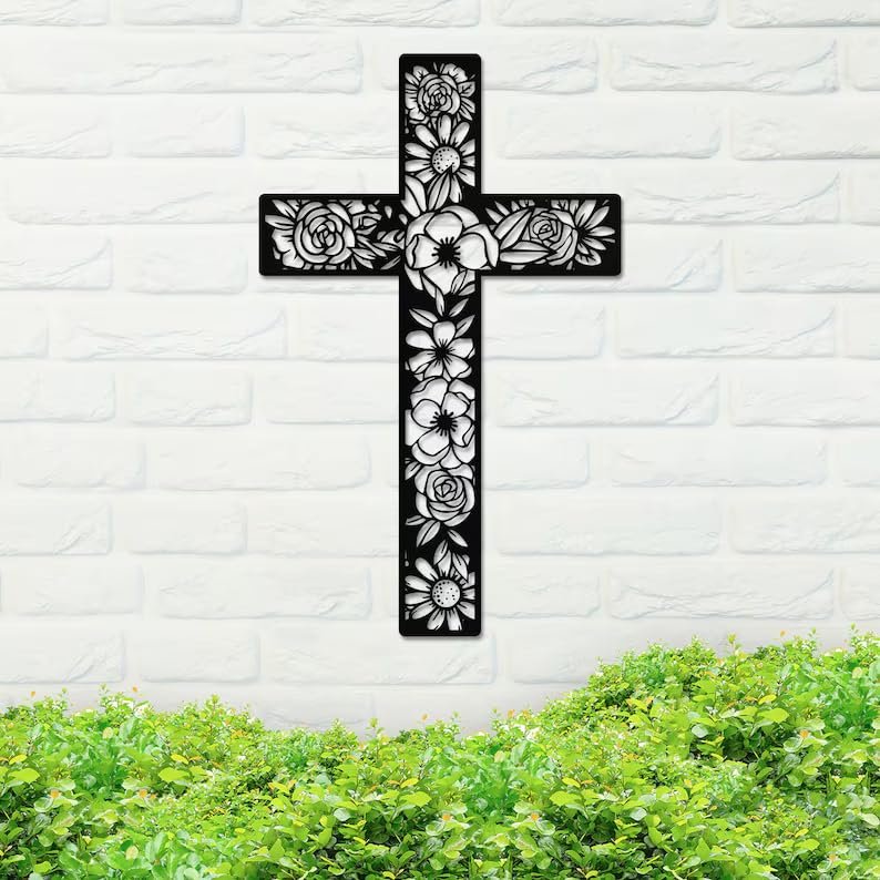 Christian Cross Sign, Metal Cross Sign, Metal Christian Sign, First Communion Gift, Home Decor, Christian Welcome Sign, Christian Gift