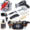 Kids Barber Shop Pretend Play Toy with Toolbelt, Kids Shaving Kit for Boys, Haircut Kit for Boys 3+ Year Old Birthday Gift, Hair Salon Toddler Play Set, with Storage Box for Role Play, Black view 1