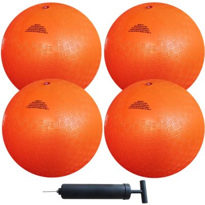 AppleRound 8.5-inch Dodgeball Playground Balls, Pack of 4 Balls with 1 Pump, Official Size for Dodge Ball, Handball, Camps and Schools (Orange)