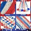 Becfupo 100 Pcs 4th of July Beaded Necklaces Bulk, Red Blue Silver Metallic Patriotic Beads Necklaces For 4th of July Decoration, Independence Day Parade, Patriotic Events view 2