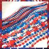 Becfupo 100 Pcs 4th of July Beaded Necklaces Bulk, Red Blue Silver Metallic Patriotic Beads Necklaces For 4th of July Decoration, Independence Day Parade, Patriotic Events view 3