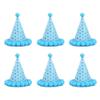 6pcs Birthday Cone Hat Sky Blue Birthday Party Hats with Plush Balls Kids Birthday Supplies view 1