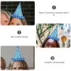 6pcs Birthday Cone Hat Sky Blue Birthday Party Hats with Plush Balls Kids Birthday Supplies view 3