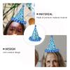 6pcs Birthday Cone Hat Sky Blue Birthday Party Hats with Plush Balls Kids Birthday Supplies view 4