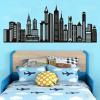 Amimagen Black City Skyline Wall Stickers - City Building Silhouette Wall Decals - Boys Nursery Kids Bedroom Living Room Wall Decor view 1