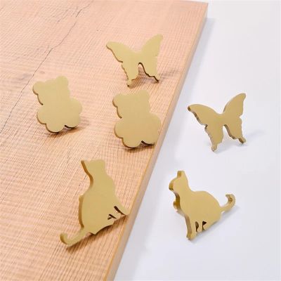 AIDUIXAP Brass Creative Bear Cat Butterfly Shape Furniture Drawer Knobs Cabinet Door Copper Single Hole Handle Children's Cartoon Handle 1Pcs (Color : Butterfly)
