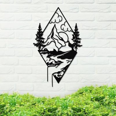 Metal Mountain Landscape Sign, Landscape Metal Sign, Metal Mountain Landscape Sign, Landscape Sign, Home Decor, Backyard Sign